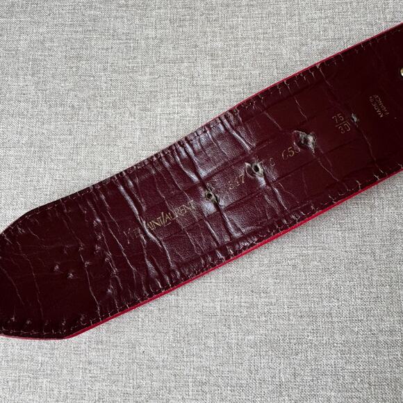 YSL Red Leather Wide Gold Stud Heart Belt 75/30 Rare Vtg Logo Yves Saint Laurent main image 7